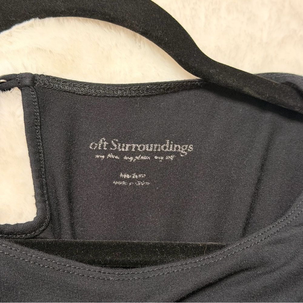 Soft Surroundings Black Modal Jumpsuit M Ruched Waist Wide Leg Keyhole Back - Picture 8 of 10